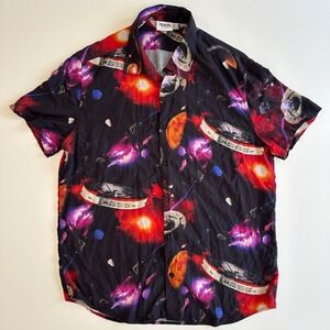 SSS World Corp. Space Hawaiian  Shirt‎ Galaxy Button Up Short Sleeve Medium